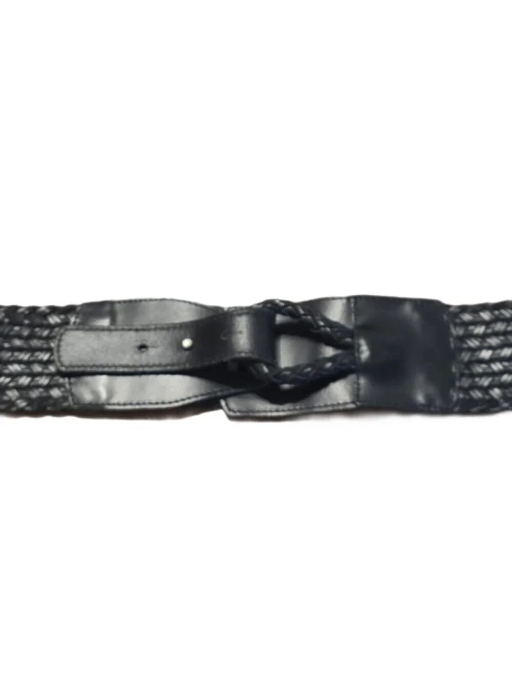 VTG 2006 Old Navy Wide Braided Leather Belt - Black Y2K Boho Excellent Condition